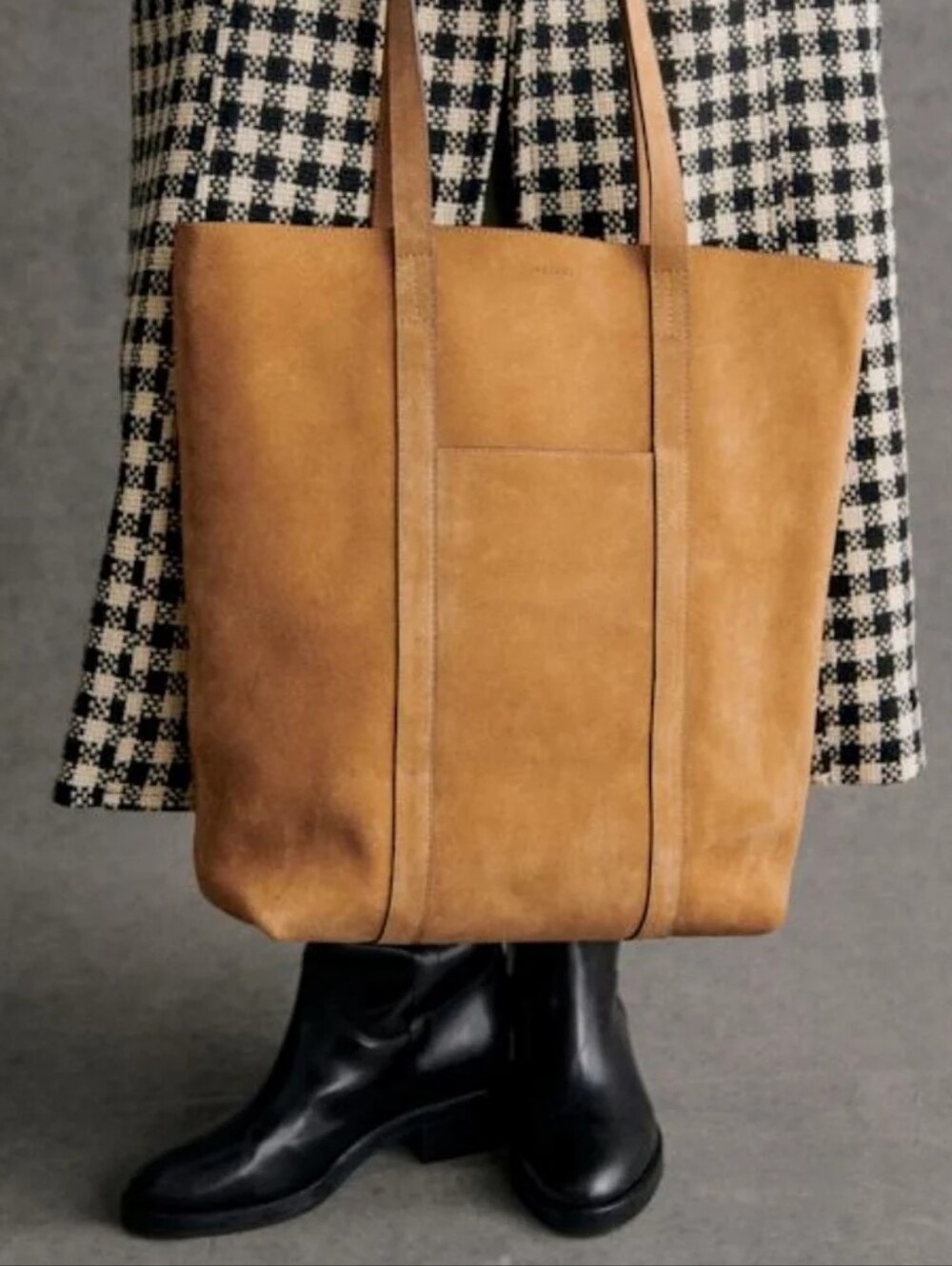 EXCELLENT SEZANE THE TOTE LE CABAS BAG - CAMEL SUEDE